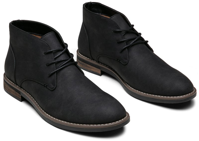 Jousen Men's Chukka Boots Lace Up Desert Ankle Boots Classic Causal Dress Boots for Men(AMY656A Black 10.5) - Image 2